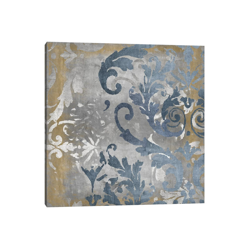 Damask in Silver and Gold II 1 Piece Wrapped Canvas Wall Art, 93.98 cm H x 93.98 cm W x 1.91 cm D