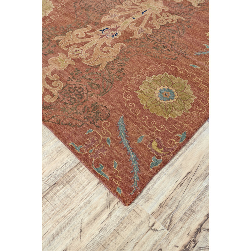 Wool Floral Area Rug, Rectangle 2' x 3'