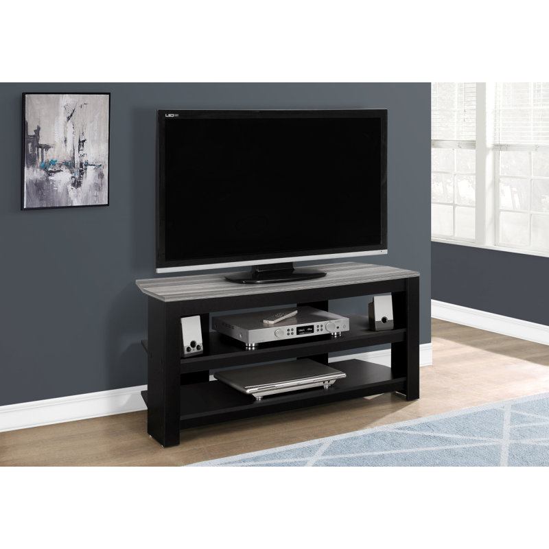 Meuble télé, console, meuble multimédia, tablettes de rangement, salon, chambre à coucher, contemporain, moderne, Noir/gris
