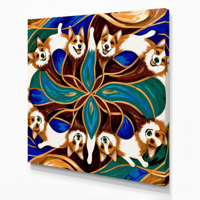 «Dogs Pembroke Welsh Corgi», art mural sur toile brune