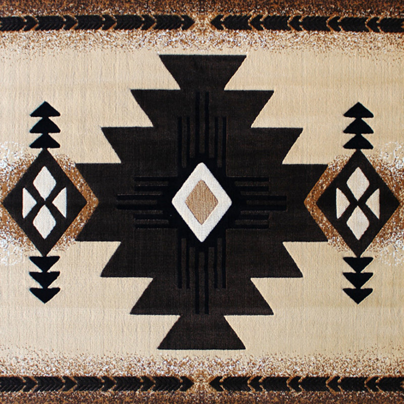 Leitha traditionnel en fibre d'oléfine, Rectangle 5' x 7'