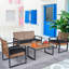 Mobilier de balcon extérieur 4 : Table de jardin en bois, confortable et élégante, plateau en bois brun, construction