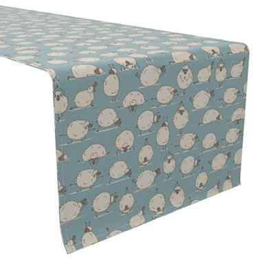 Table Runner, 100% Cotton, 16X90", Yoga Sheep