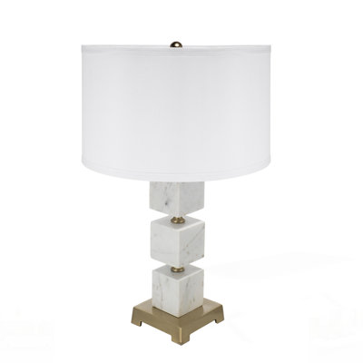 Élégante lampe de table cubique en marbre avec base, parfaite pour ajouter une touche de luxe et de style moderne à n'importe quelle pièce