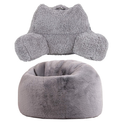 Kids Kingston Faux Fur Classic Bean Bag and Reading Pillow Set