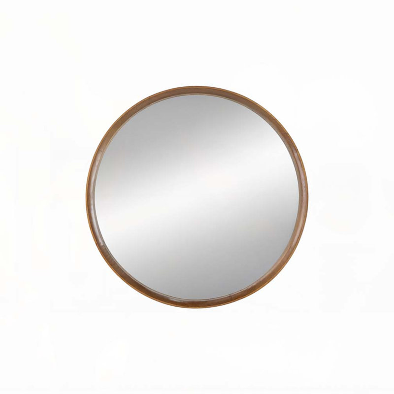 31.5" Round Pine Wood Mirror