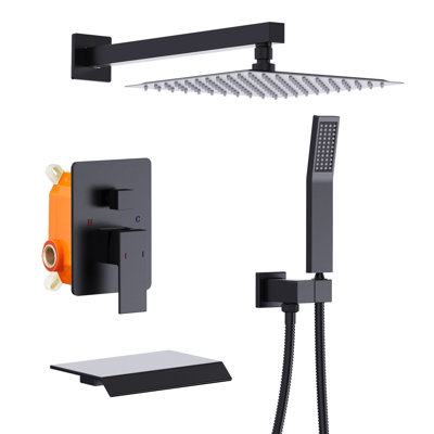 Topcraft Wall-Mounted 10-Inch Rain Shower System With Handheld Showerhead And Tub Spout