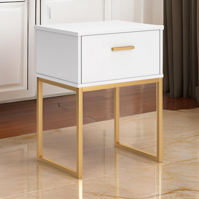 Alli Nightstand, 1 Drawer, Wood, Metal Legs, 26 Inch