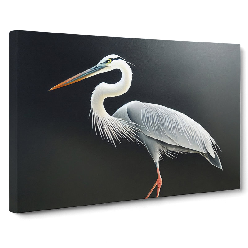 Pleasing Heron Bird - Wrapped Canvas, 40cm H x 60cm W x 3cm D