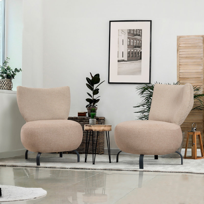 Fauteuil de chambre en chenille de L 25,2 po Beyer, Chenille crème