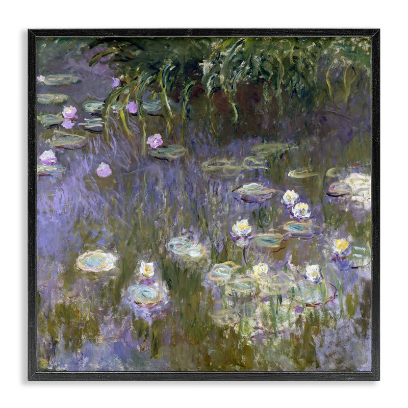 Art de giclée encadrée classique "Nymphéas" par one1000paintings, Giclée encadrée noir minuit, H 24 po x l 24 po