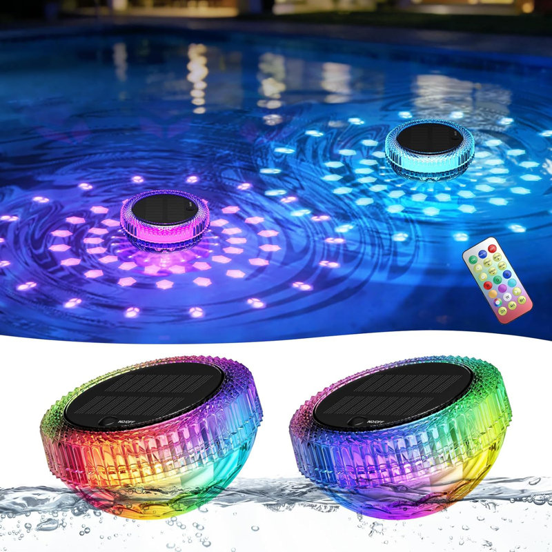 Lumière de piscine flottante solaire améliorée avec Micro- IP68 imperméable, marche / arrêt automatique, pour étang de spa de piscine