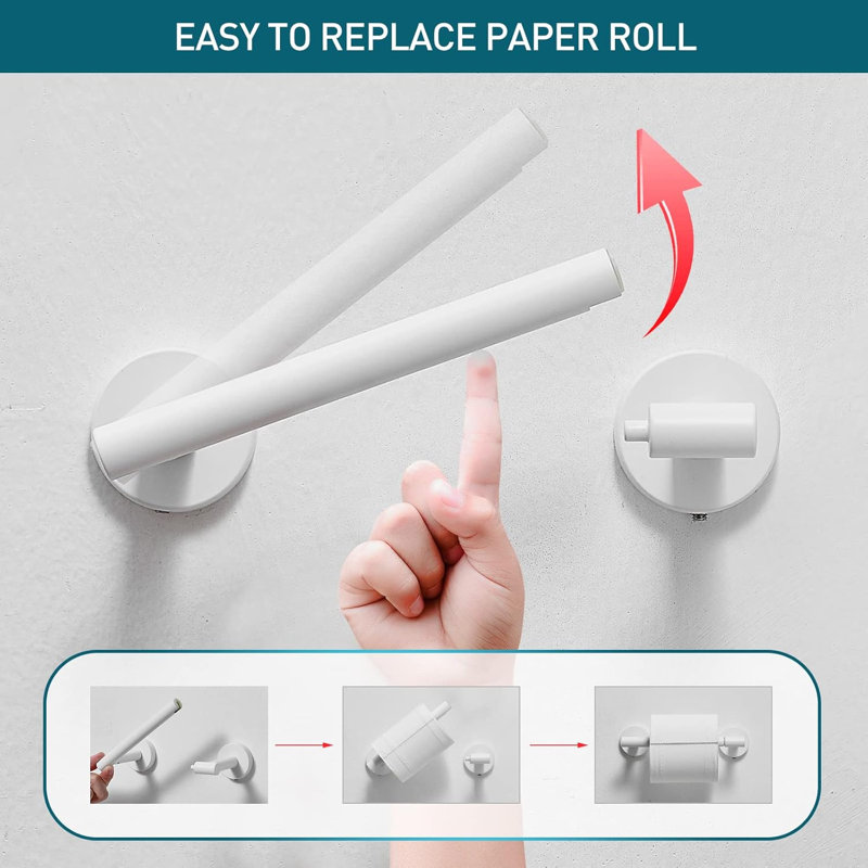 Porte-papier hygiénique mural pivotant, Blanc