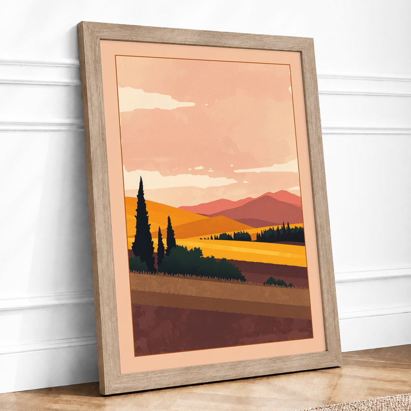 Tuscan Sunset Minimalist - Print, Oak, A4 - 29.7 x 21.0 cm
