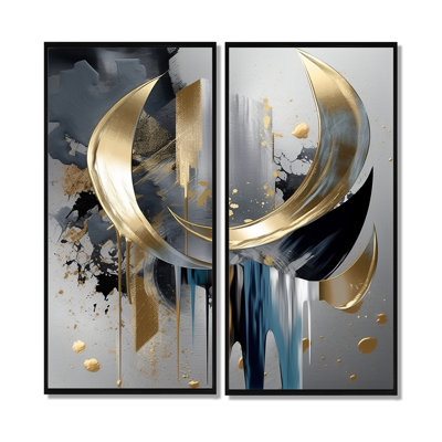 «Abstract Shapes And Lines I», reproductions d'art sur toile dorées