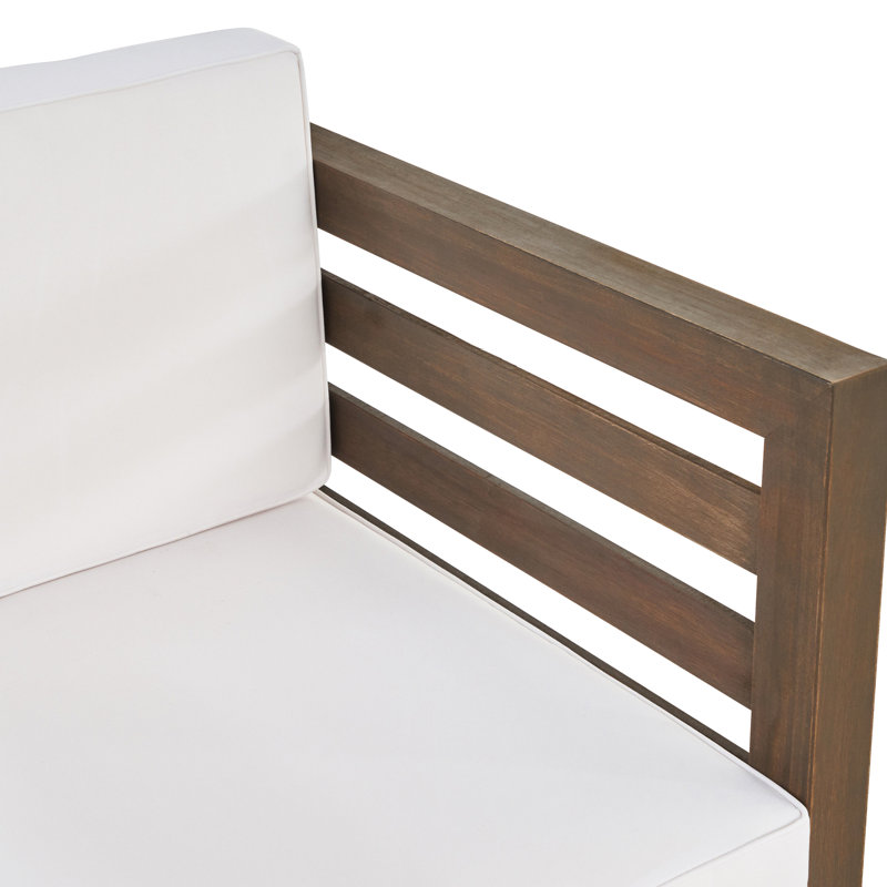 Fauteuil club en bois avec coussins en tissu à séchage rapide, rembourrés d'éponge