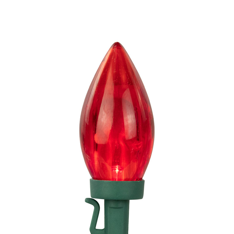 25 LED C9 Christmas Light Set - 16ft Green Wire, Red/White
