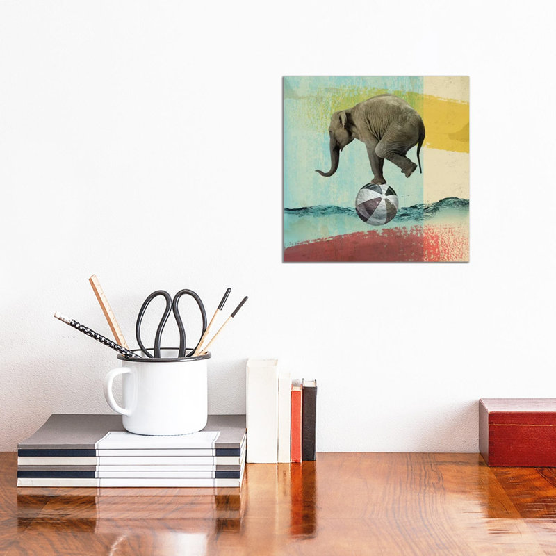 Balance Elephant 1 Piece Wrapped Canvas Wall Art, 30.48cm H x 30.48cm W x 1.905cm D