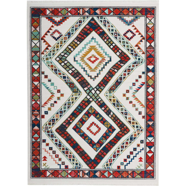 Tapis blanc / rouge Pittsfield