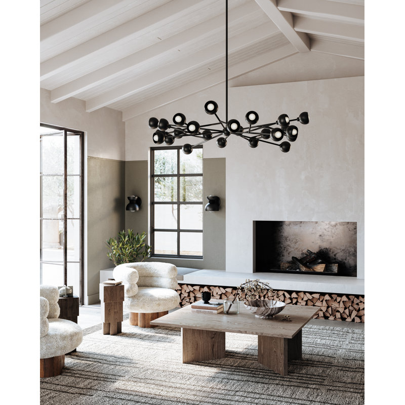 Hudgins - lustre 24 lumières - cadre noir doux