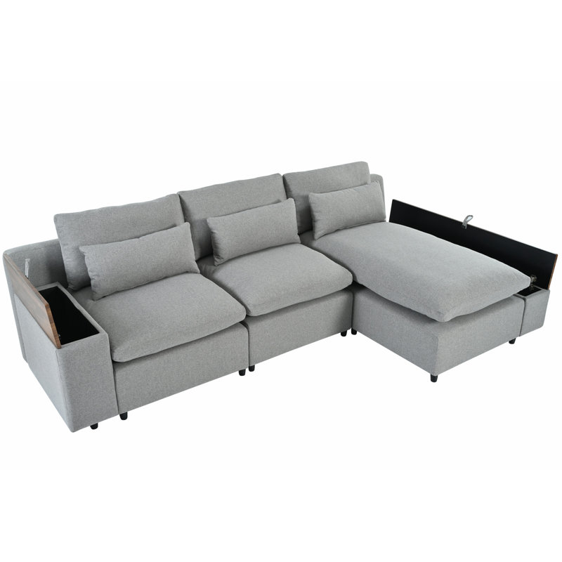 Nicolet Modular Sofa, Gray Polyester