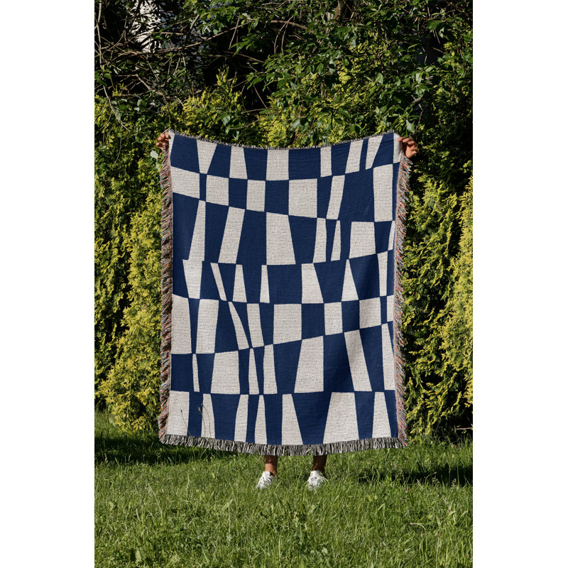 Jeté en coton Colette, Bleu, 50 x 70