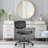 Armless Office Swivel Chair Leather Vanity Chair (Set of 2)-1835822737