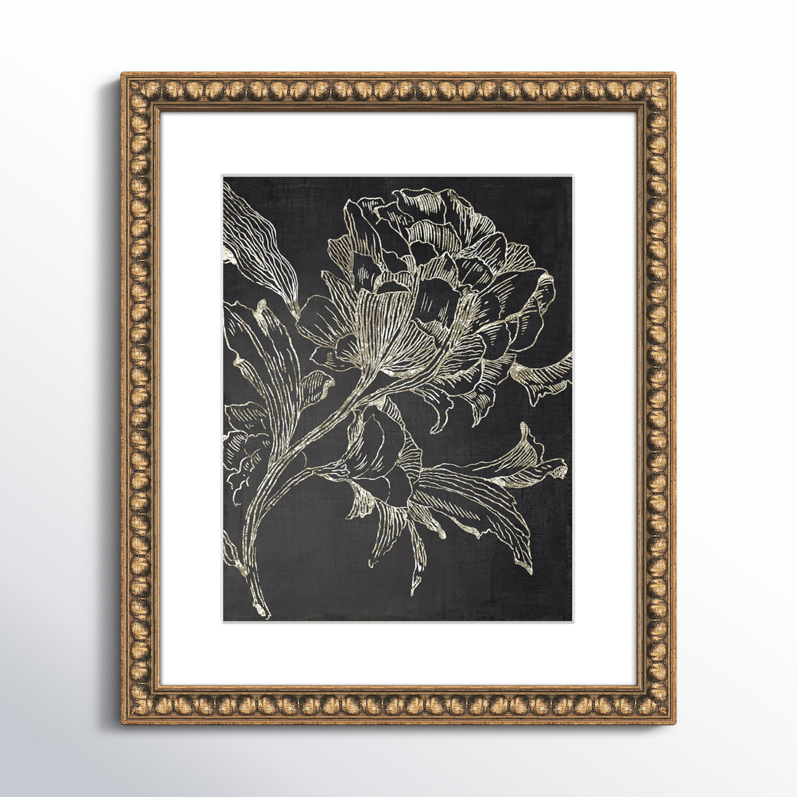 Golden Flower Folklore I by Asia Jensen - Picture Frame Graphic Art Print, Gold Bead Framed, 20" H x 17" W