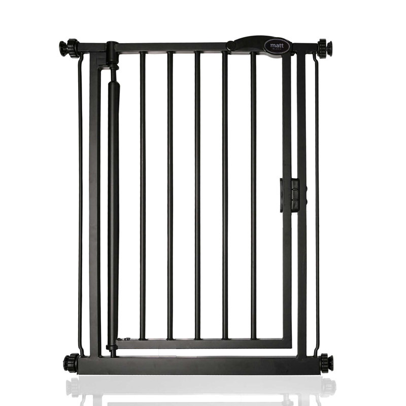Metal Pressure Mounted Pet Gate With Door, Black, 89.4cm - 96.4cm