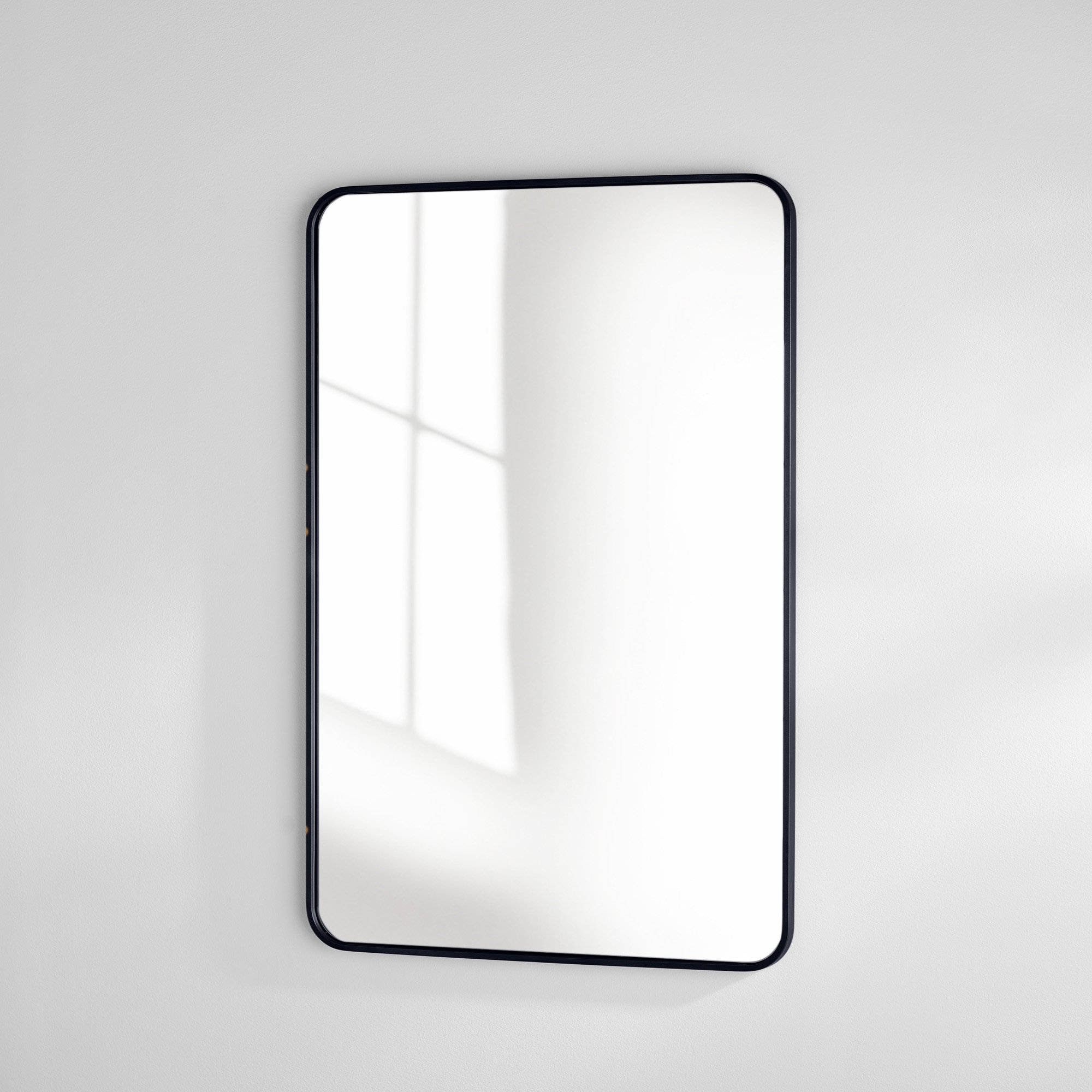 Sabine Metal Rounded Rectangle Wall Mirror, Black, 42" x 28"