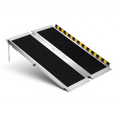 Rampe portative pour fauteuil roulant, 3 pieds, rampe pour fauteuil roulant pliante en aluminium antidérapant pour fauteuil roulant, capacité de 800 lb, rampes de seuil de porte pour les marches, escaliers, entrée, seuil, portes, scooter, bordures