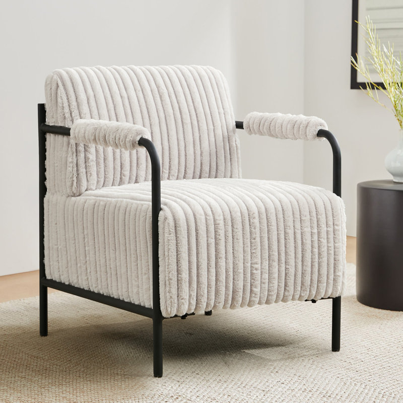 Fauteuil rembourré en velours côtelé Stolle, Microfibre grise