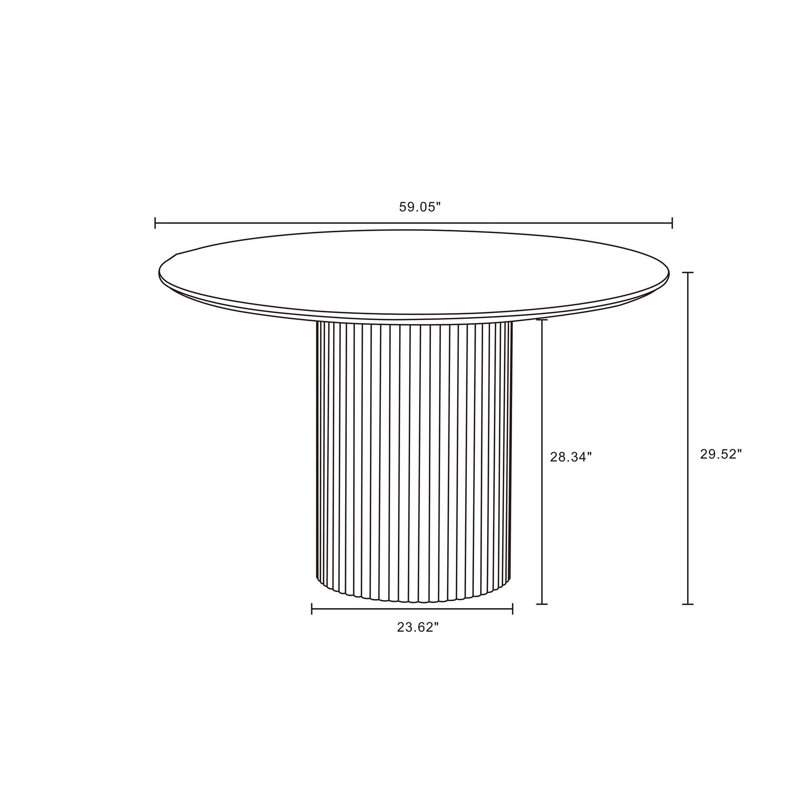 Table de salle à manger Hathaway, H 29,52 po x L 59,05 po x l 59,05 po, Noir