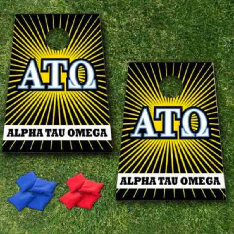 VictoryStore.com Solid Wood Cornhole Set, Alpha Tau Omega