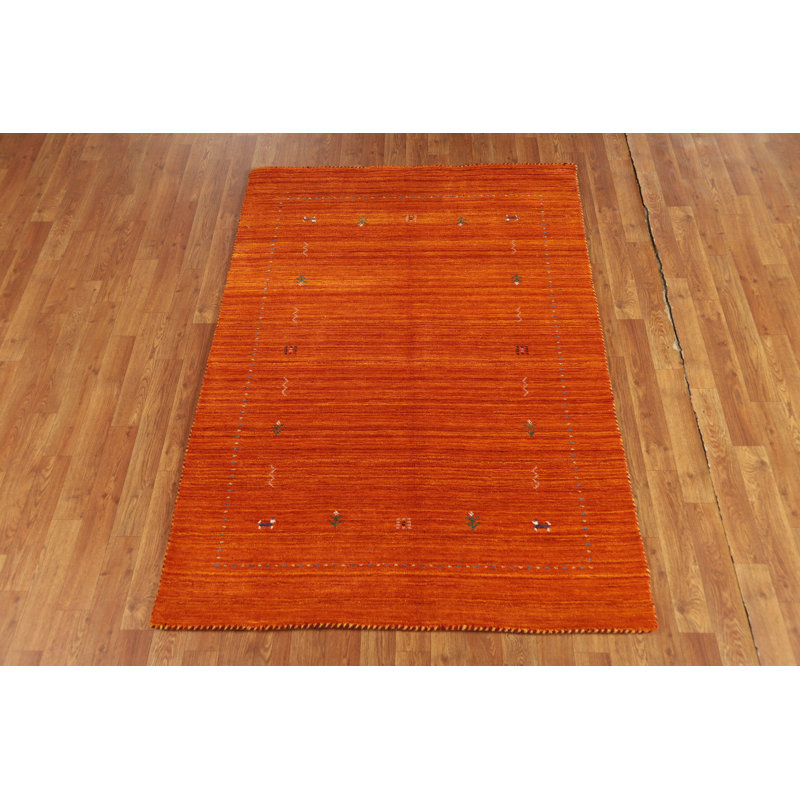 Tapis tribal orange en laine Gabbeh