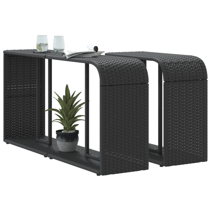 Schechter Rectangular Outdoor Side Table , 112cm cm W 27cm cm D, Black