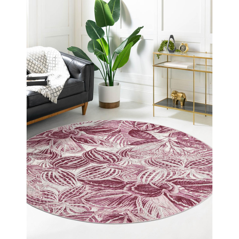 Herricks Floral Indoor Rug, Round 7'