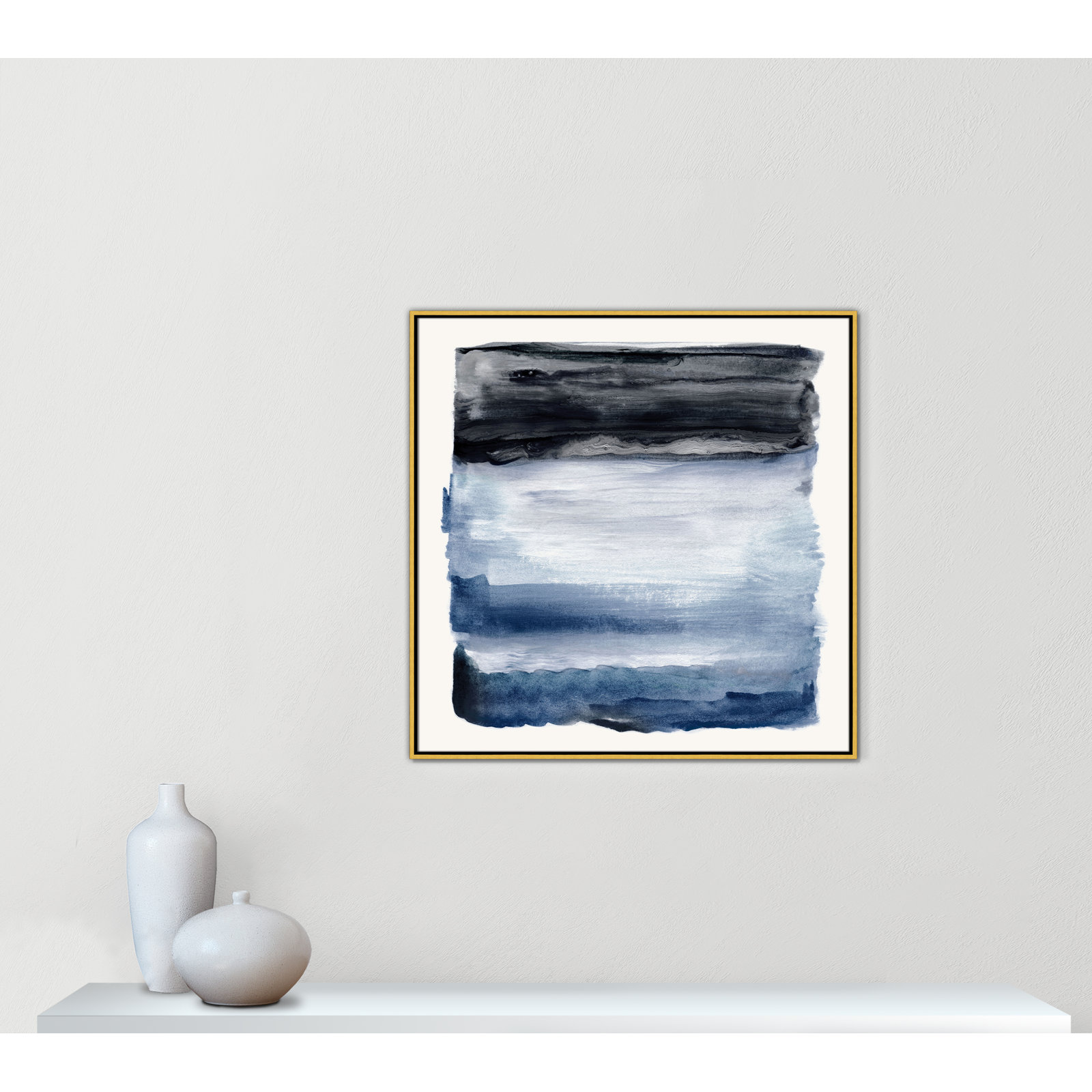 Navy Sky I Print by Nan, 37.5" H x 37.5" W, Gold
