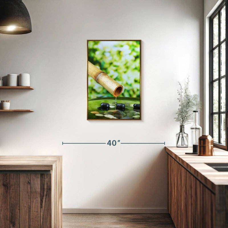 Fontaine en bambou, Floating Frame Gold, 21 po x 31 po