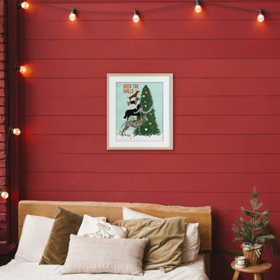 «Deck The Halls Stacked Dogs», reproduction sous verre encadrée, design par Jilly Jack Designs