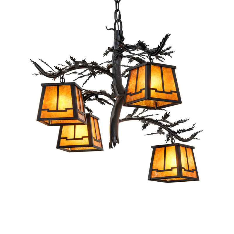 28" Wide Pine Branch Valley View 4 Light Chandelier