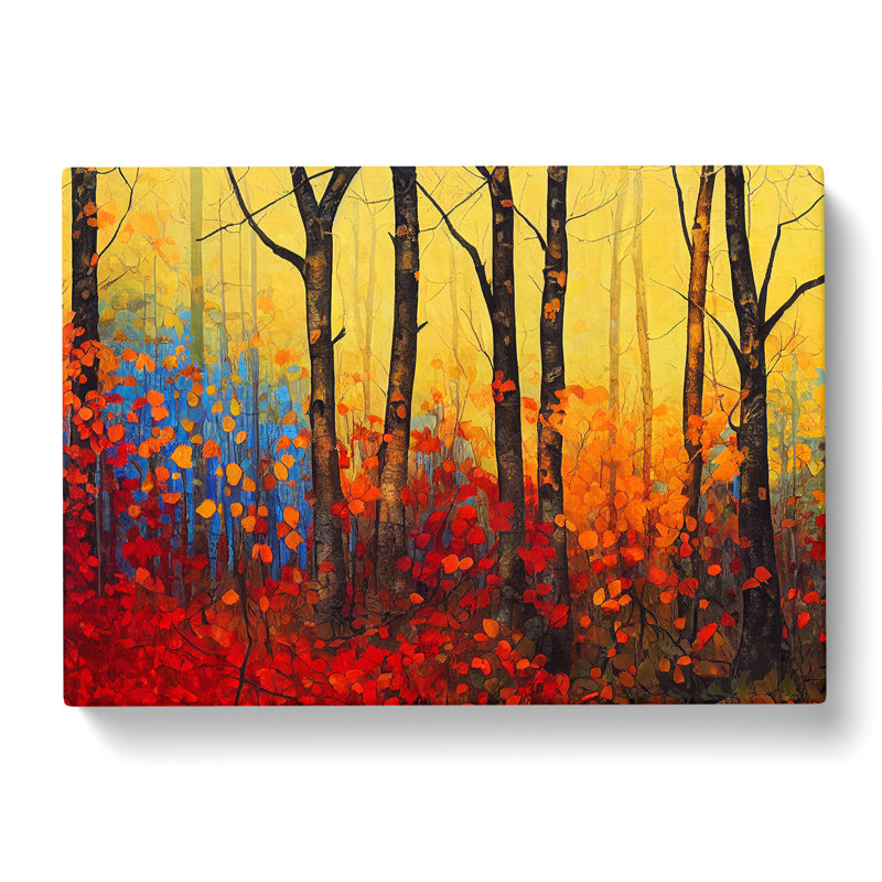 Reflective Autumn Forest Abstract - Wrapped Canvas