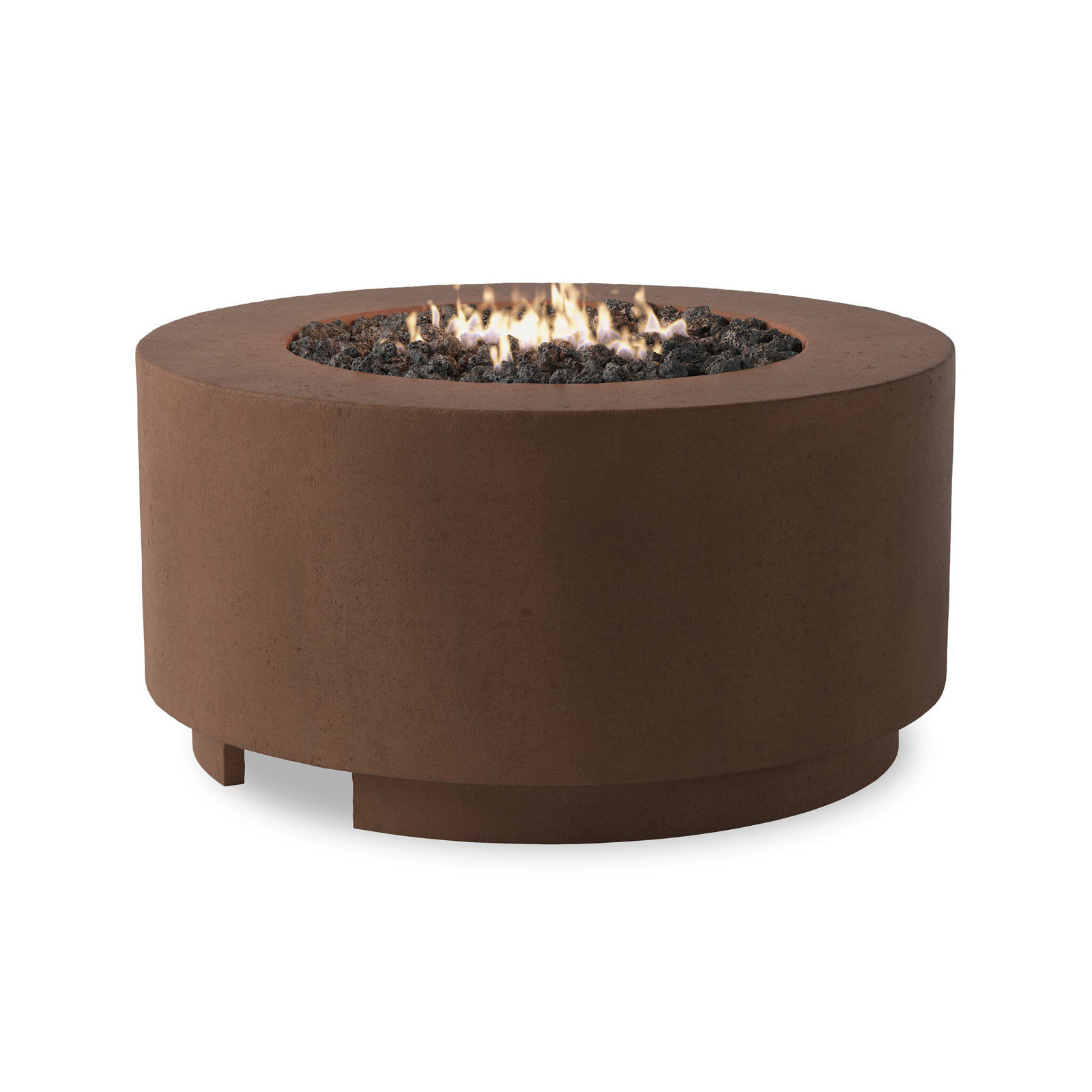 Round Fire Pit Table, Natural Gas, Clay Concrete