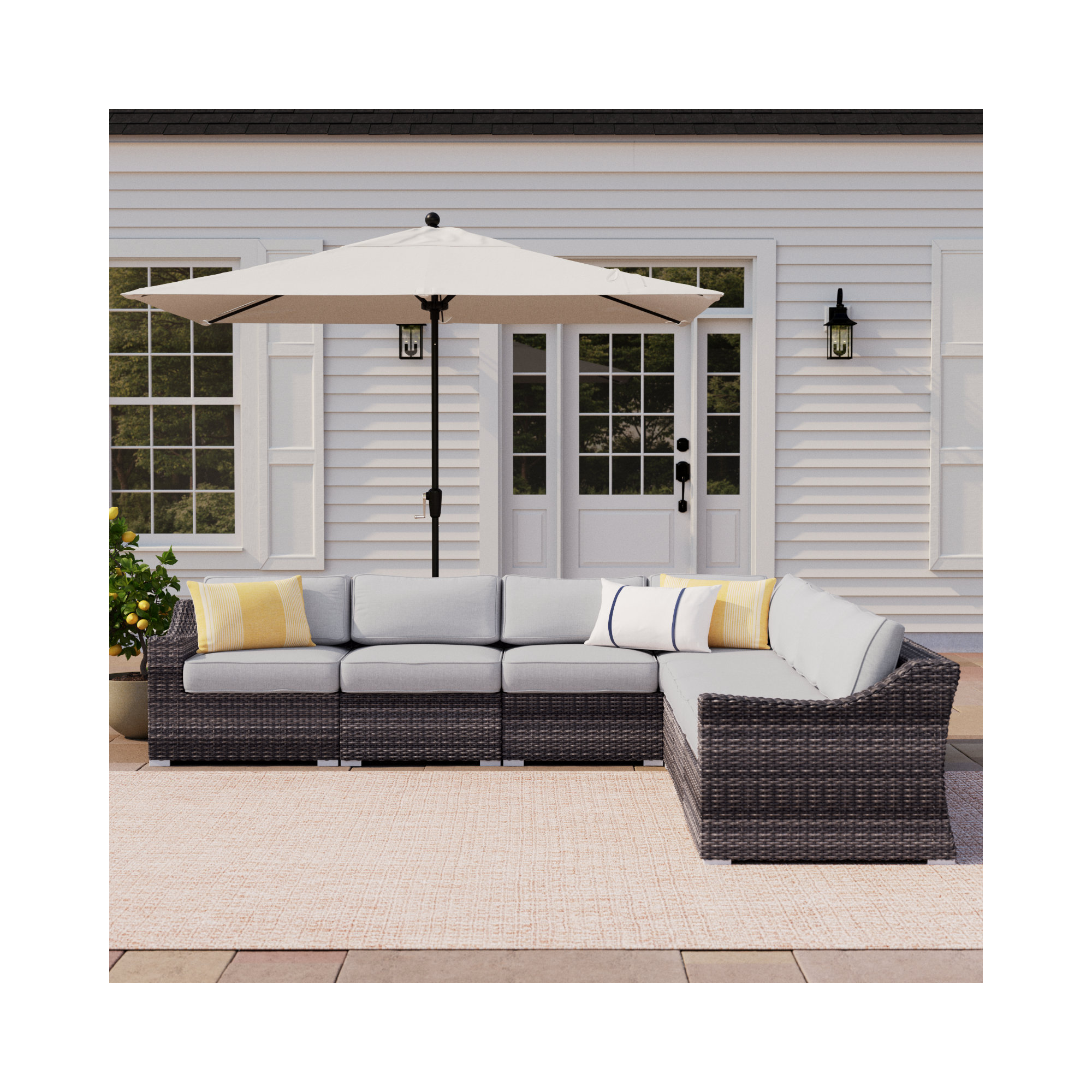 Saffi Wicker Fully Assembled 6 - Person Seating Group with Cushions, Brown