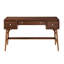 Table d'écriture à finition brune avec rangement à tiroirs et bureau moderne en nickel avec placage en noyer
