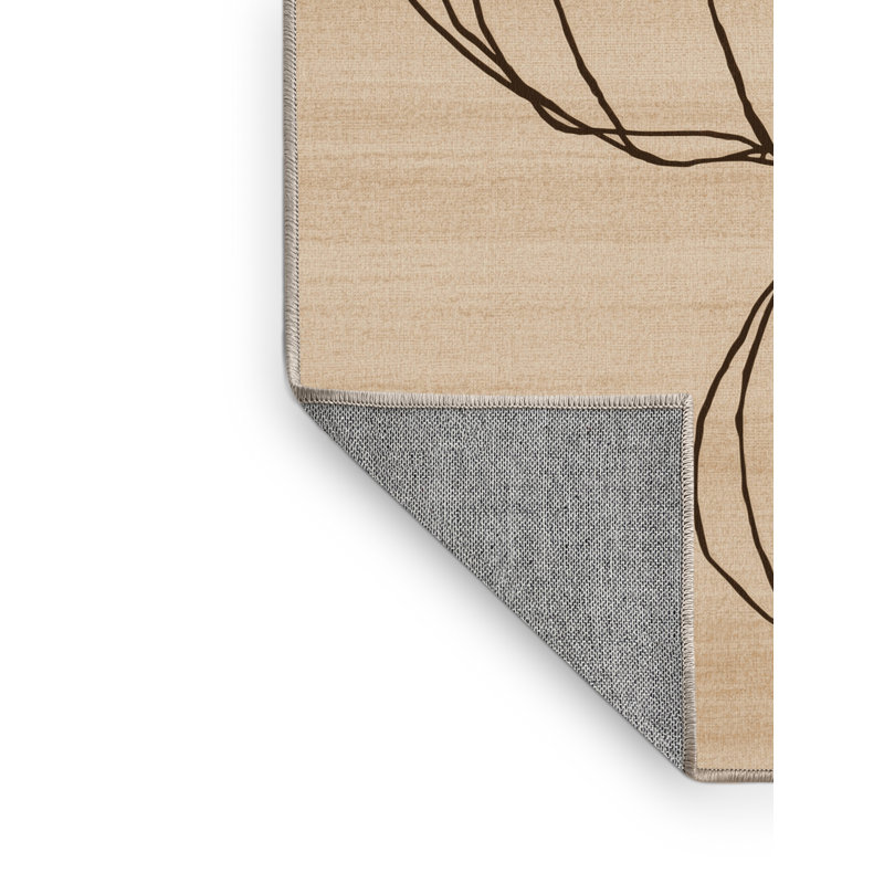 Machine Washable Myrtlewood Thanksgiving Modern & Contemporary Abstract Rug in Brown – Beige Binding, 5x7