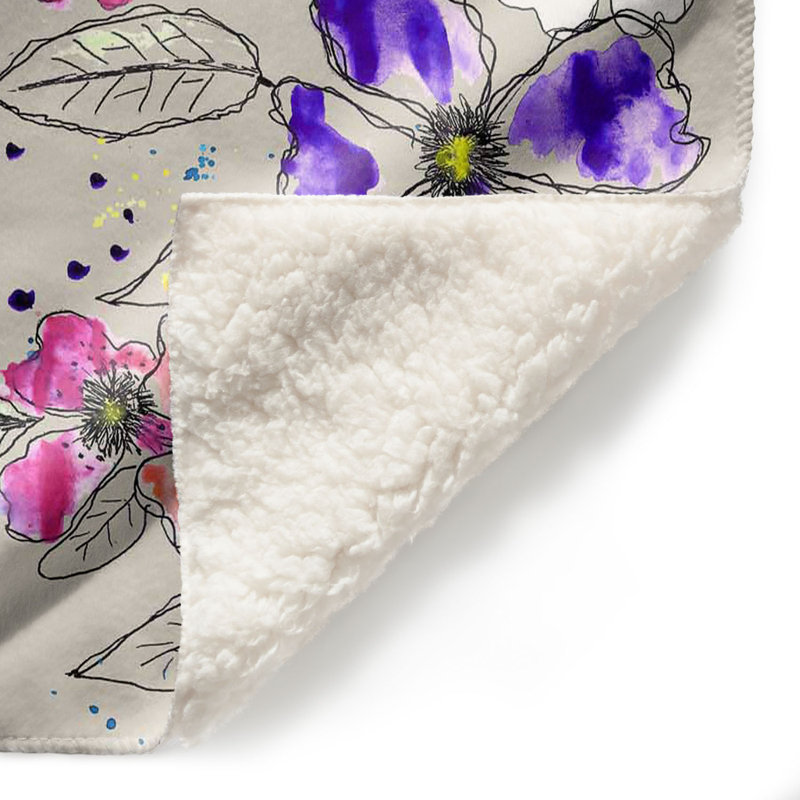 Couverture sherpa à la décomposition de fleurs, l 68 po x L 80 po