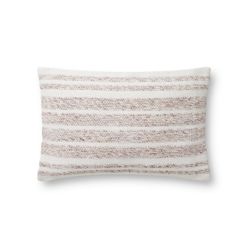 Blush and Natural Striped 13" x 21" Polyester Pillow Cover