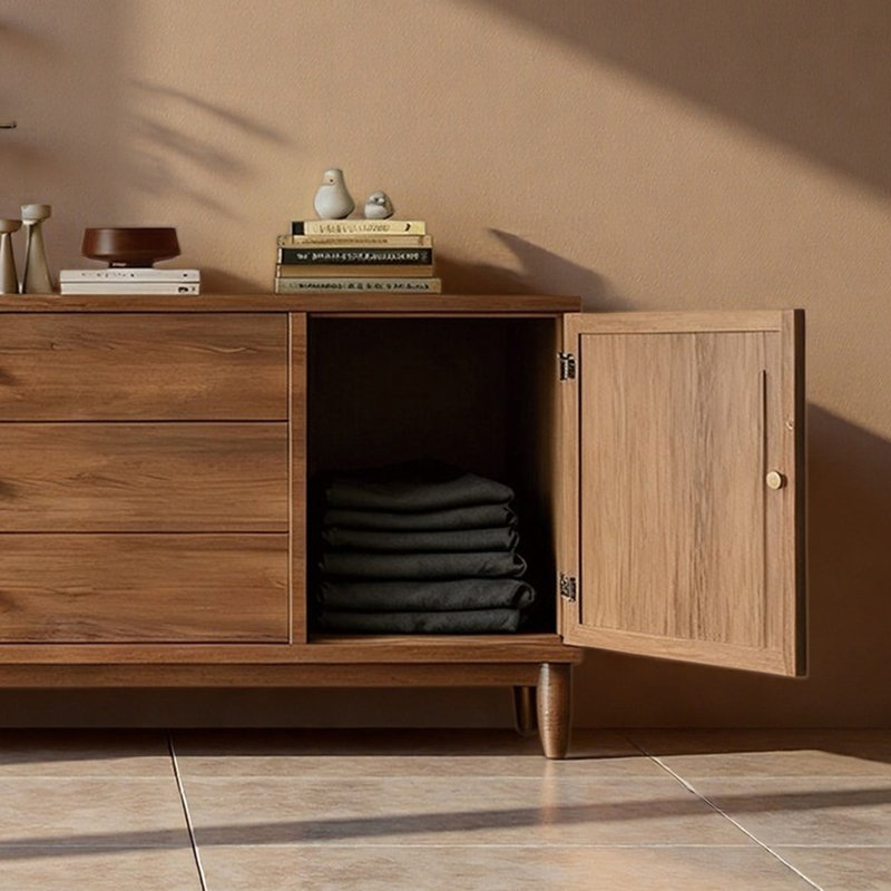 Buffet en bois foncé, H 35,43 po x l 63 po x P 14,96 po