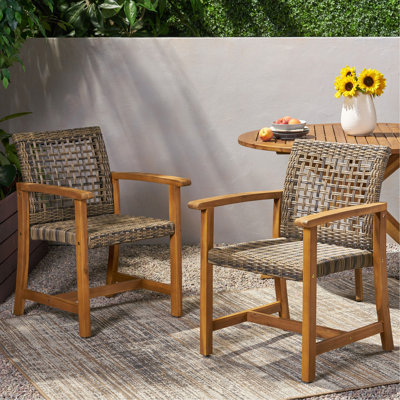 HAMPTON WOOD AND WICKER DINING CHAIR( SET OF 2 )